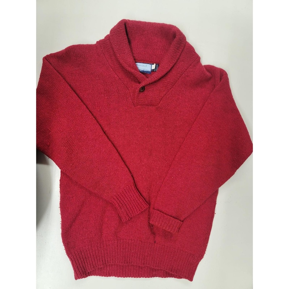 Fieldmaster Red Wool Knit Shawl‎ Collar Button Pullover Sweater Womens
